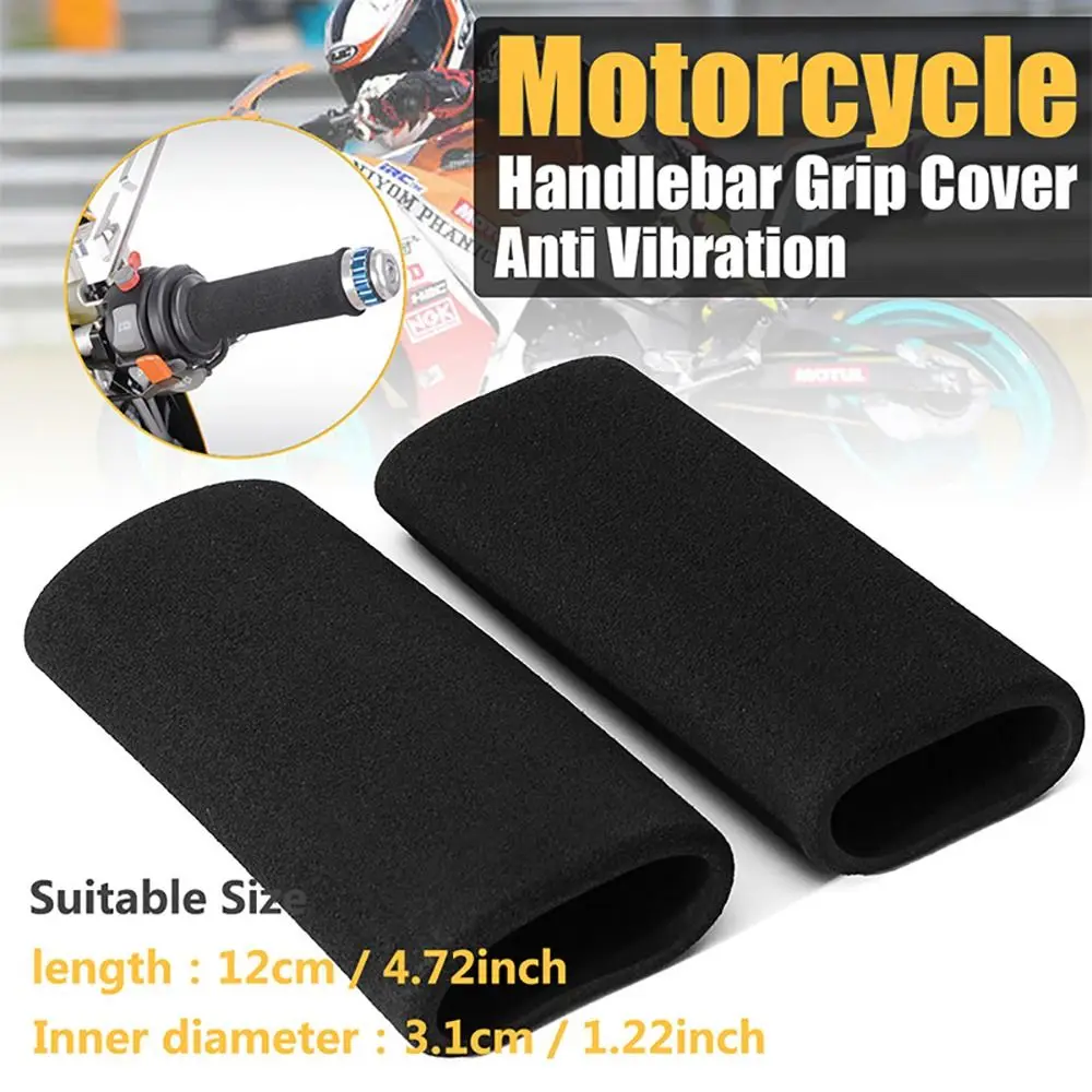 1Pair Non-Slip Motorcycle Grip Covers Black Heat Shrinkable Handlebar Sleeve Anti Vibration Universal Sponge Grip Protector