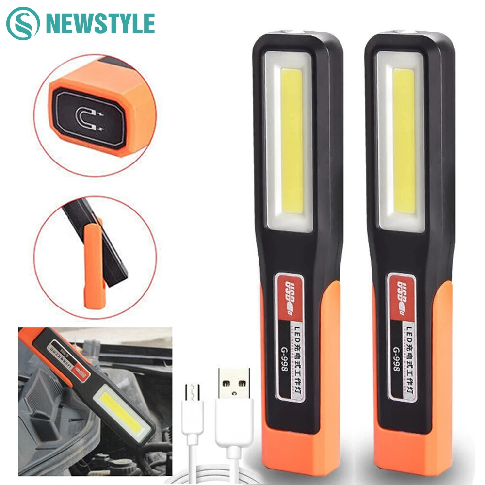 Portable LED Work Light COB Magnetic Flashlight Super Bright Mechanic Car Emergency Light Rechargeable Magnetic Warning Lighting