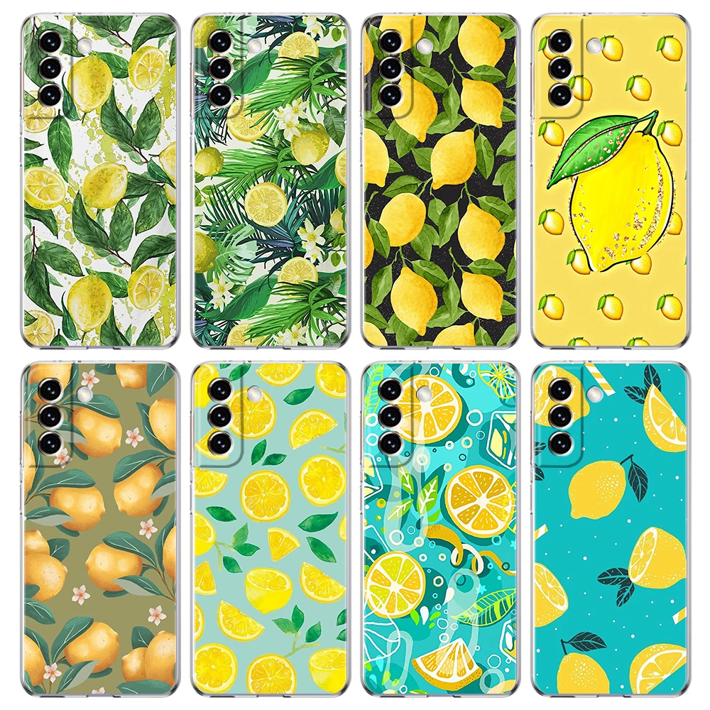 Mediterranean Lemon Case for Samsung Galaxy S24 S23 S22 S20 S21 FE Ultra S24 S23 S10 S10E S9 S8 Plus 5G Transparent Phone Shell