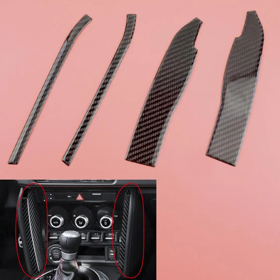 

Set/4Pcs Carbon Fiber Center Console Trim Control Side Cover Sticker Decor Fit for Toyota GT86 Scion FR-S Subaru BRZ