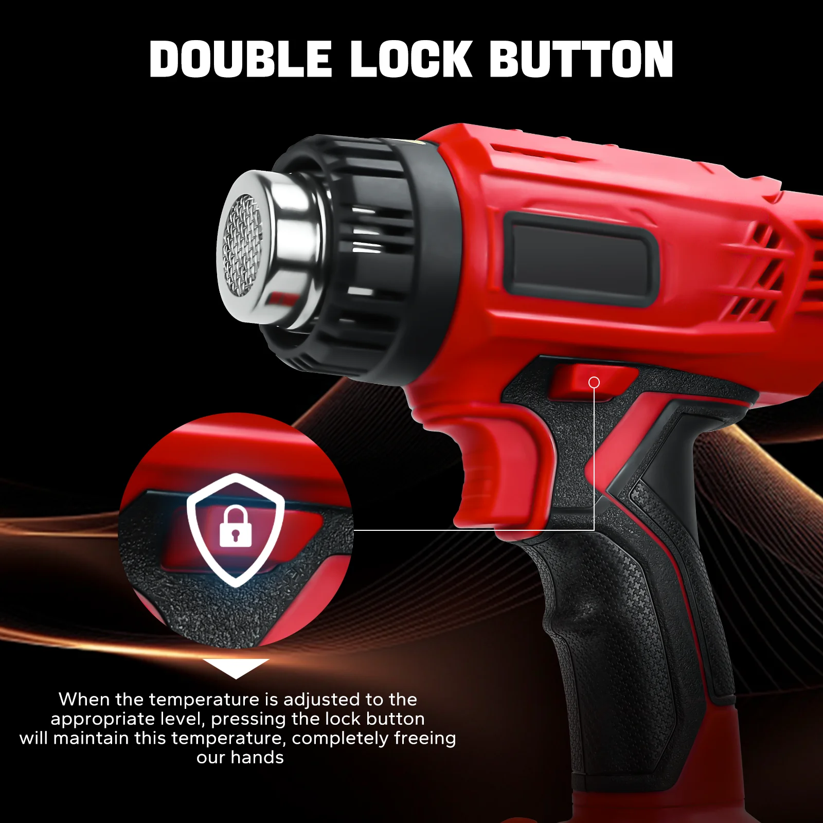 مسدس حراري لاسلكي 400 وات 50 ℃ -550 ℃   شاشة LCD رقمية تسخين سريع مسدس هواء ساخن حماية من الحمل الزائد لبطارية ميلووكي 18 فولت