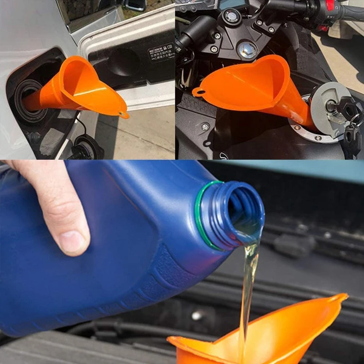 Car Motorcycle Long Mouth Oil Funnel Anti-splash Gasoline Fuel Filling Tool Plastic Engine Funnel Refueling Car Accessories