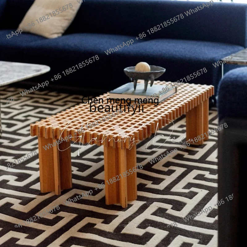 

Japanese medieval solid wood coffee table designer home living room tea table Nordic art rectangular small tea table H