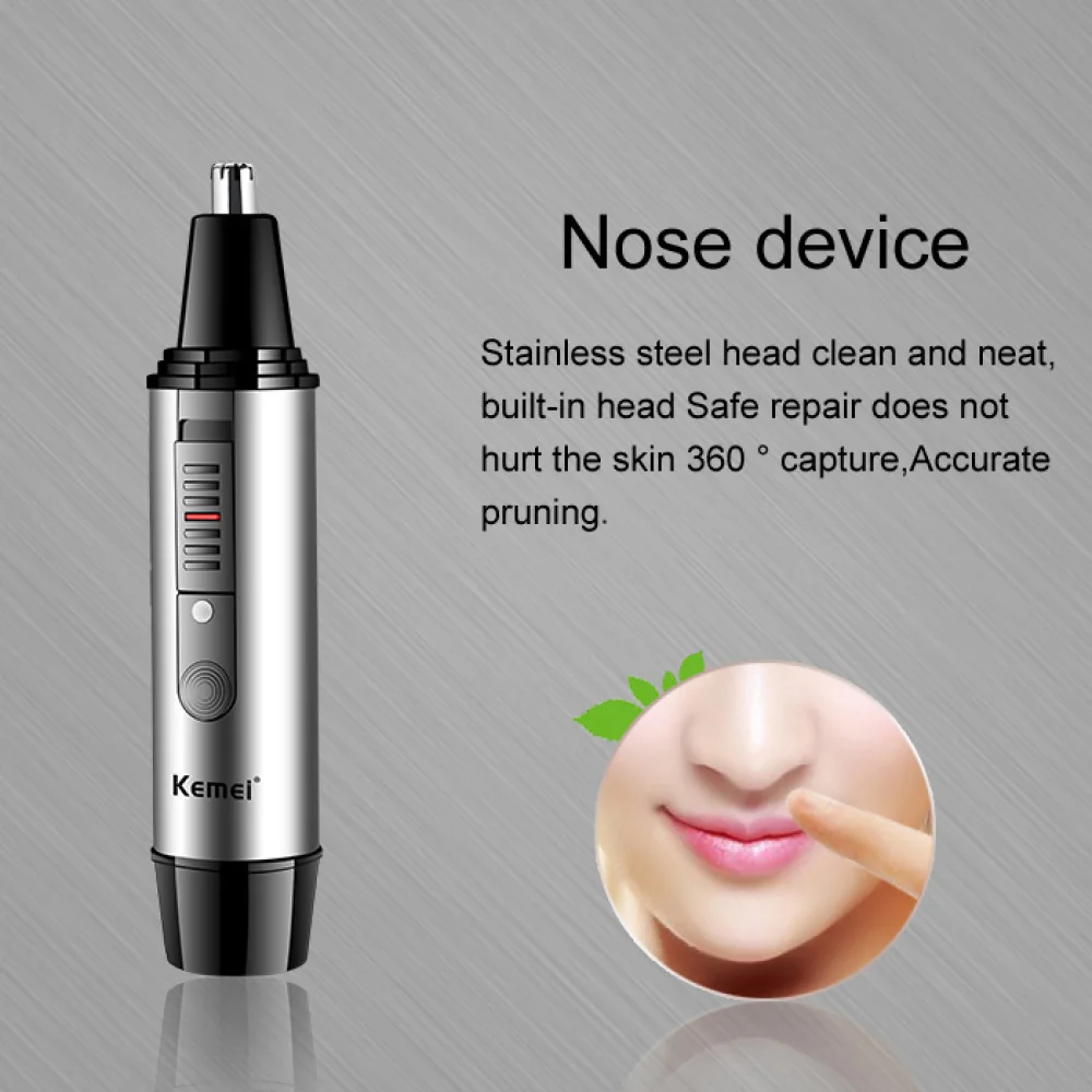 Kemei Grooming Kit 2in1 Nose Trimmer For Men Rechargeable Face Trimer Beard Trimmer For Nose And Ears Hair Removal