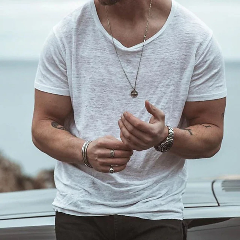 Brand New High Quality T Shirt Tees Casual Daily Fashion Holiday Loose Male O Neck Short Sleeve Slight Stretch