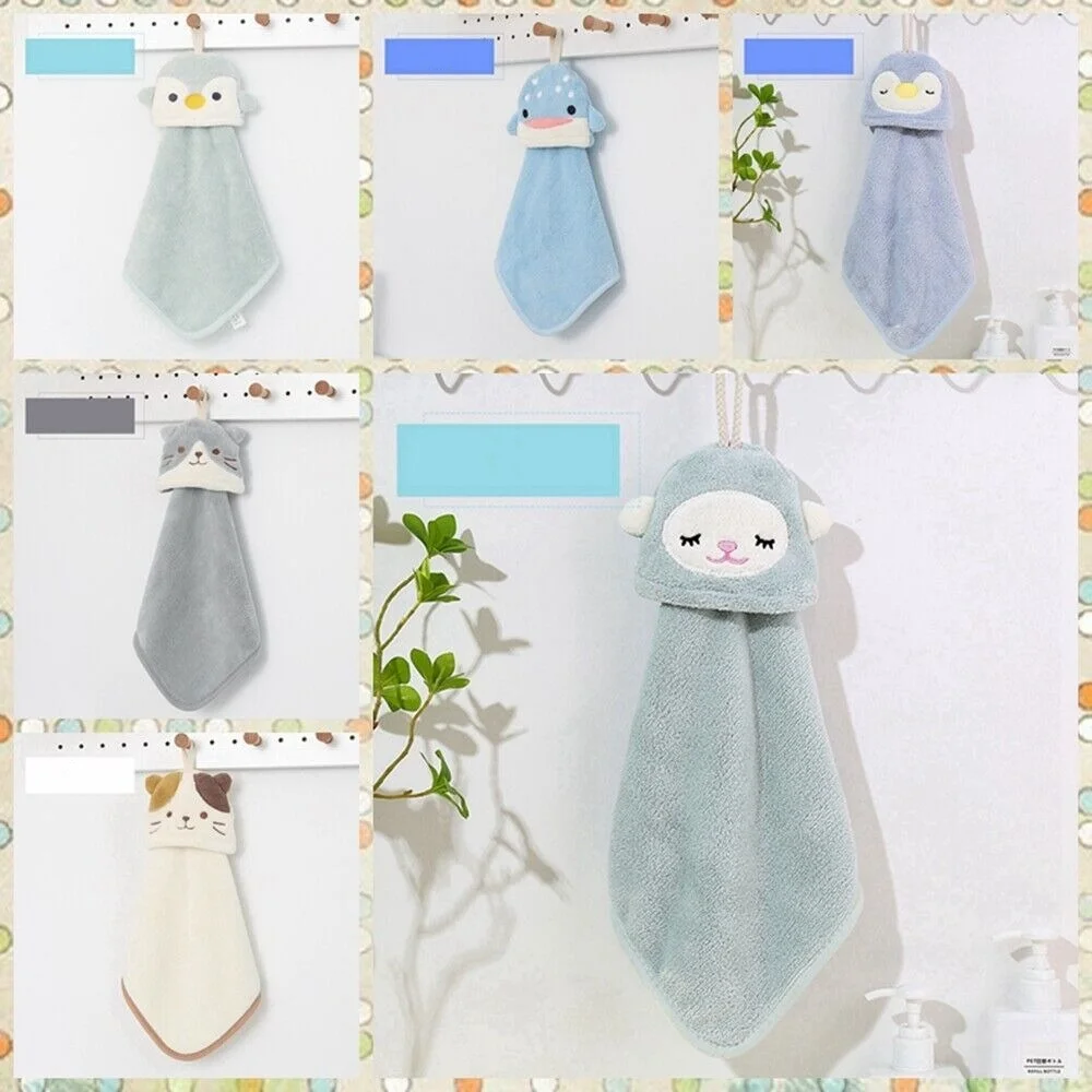 

New Cartoon Kitchen Rags Water Uptake Hanging Type Toilet Towels Coral Velvet Cleaning Cloth