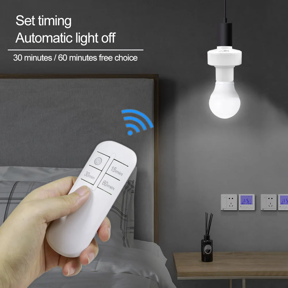 E27 Wireless Remote Control Smart Timer Switch Lamp Holder 110/220V House Multi Light Switch Living Room Bedroom Timer Switch