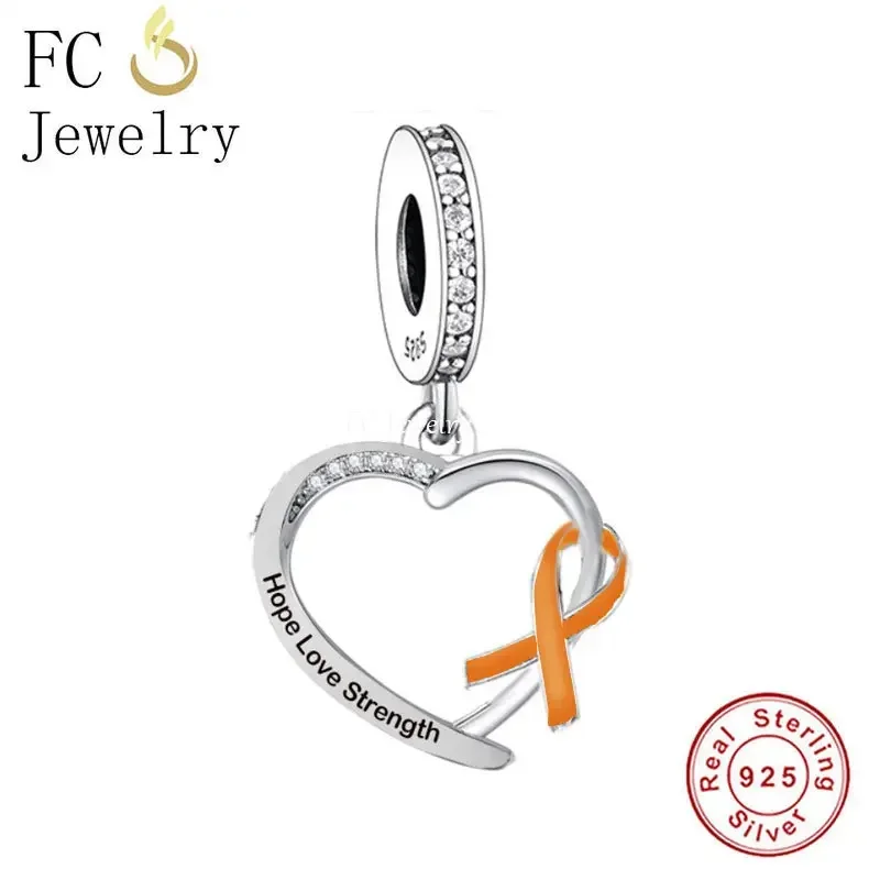 Fit Original Pan Charms Bracelet Real 925 Sterling Silver Kidney Cancer Leukemia Pendant Bead For Making Women Groups Berloque