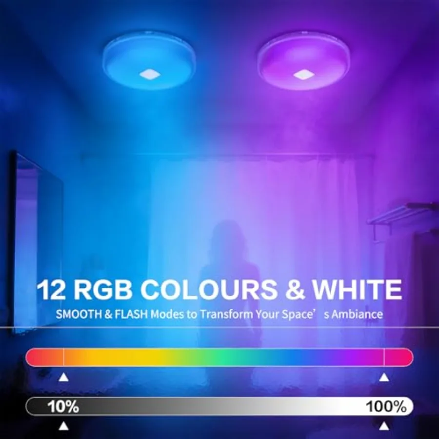 2-Pack LED Rechargeable Ceiling Lights Bulbs Inside Shower Bathroom Decor Lamp Magnetic Waterproof Mood Wall Lighting Wireless