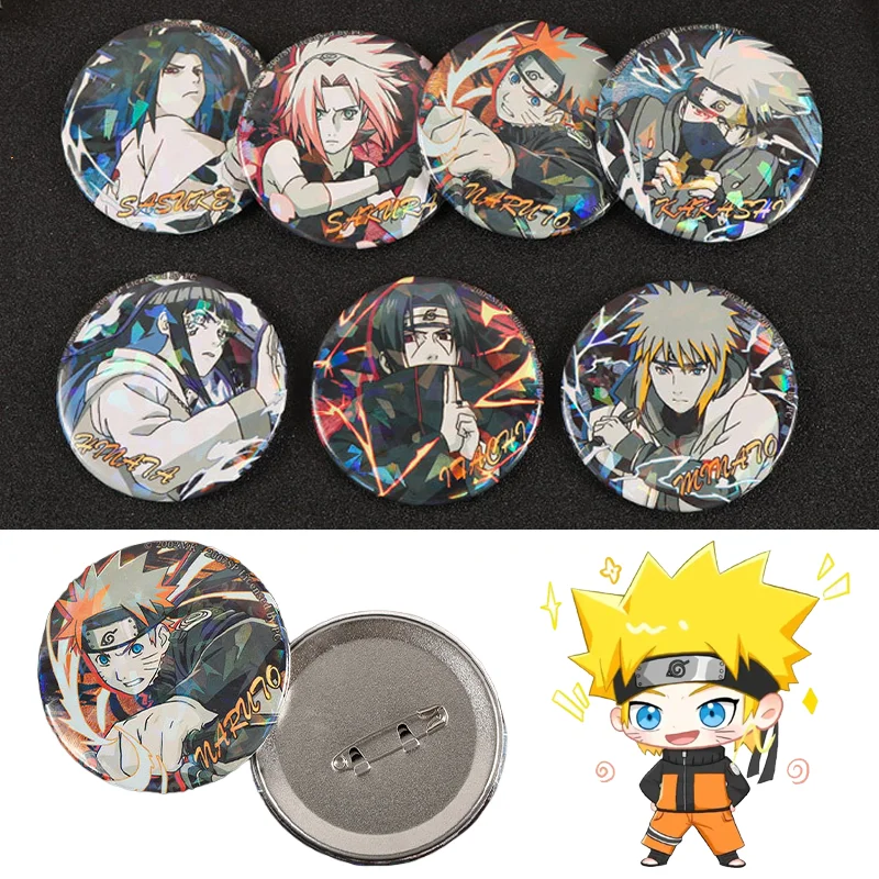 

Naruto Tinplate Pins Cartoon Round Brooch Lapel Badges Fashion Children Backpack Hat Clothing Jewelry Accessories Kids Gifts