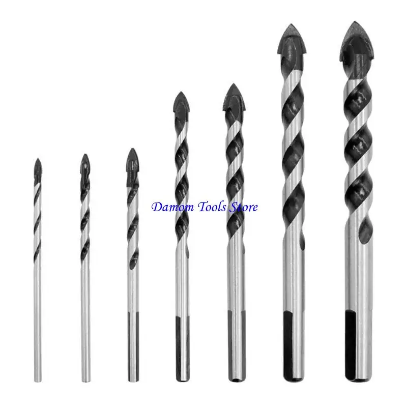57BE 5/7Pcs Multifunctional Glass Metal Tile Drill Bit Set Cemented Drill Bits Tipped Masonry Drill Bit