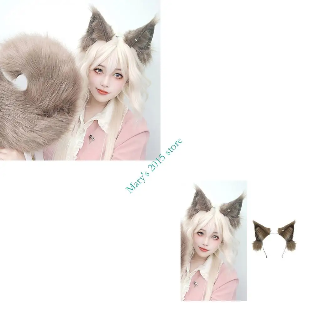 

E15F Lovely Squirrels Ear Hairband Hairstyling Accessory Soft Breathable Hairhoop For Costume Parties Masquerades Celebration