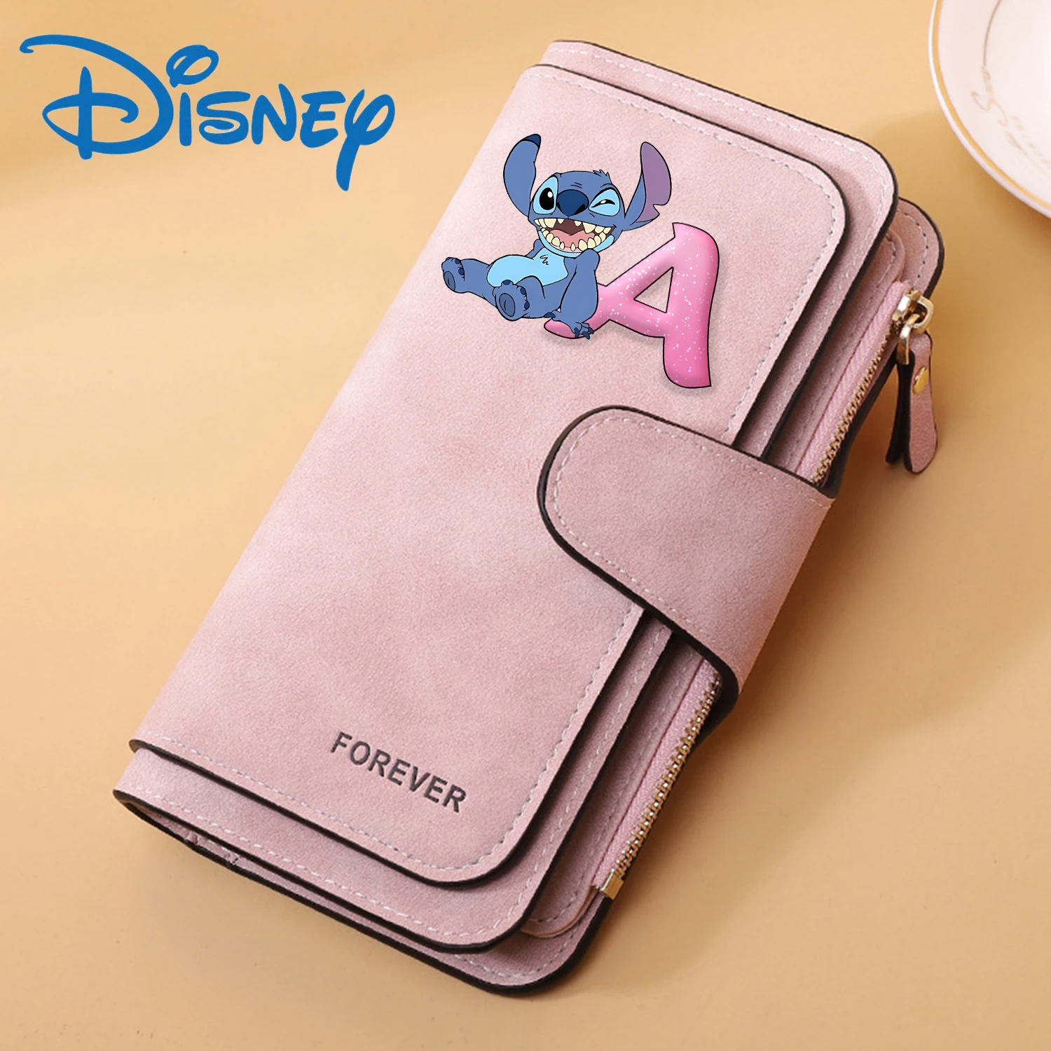 

Stitch Disney Wallet for Woman A-Z Letter Wallets New Pink Cartoon Coin Bag Fashion Girls Purse ID Wallets Female Card Case Gift