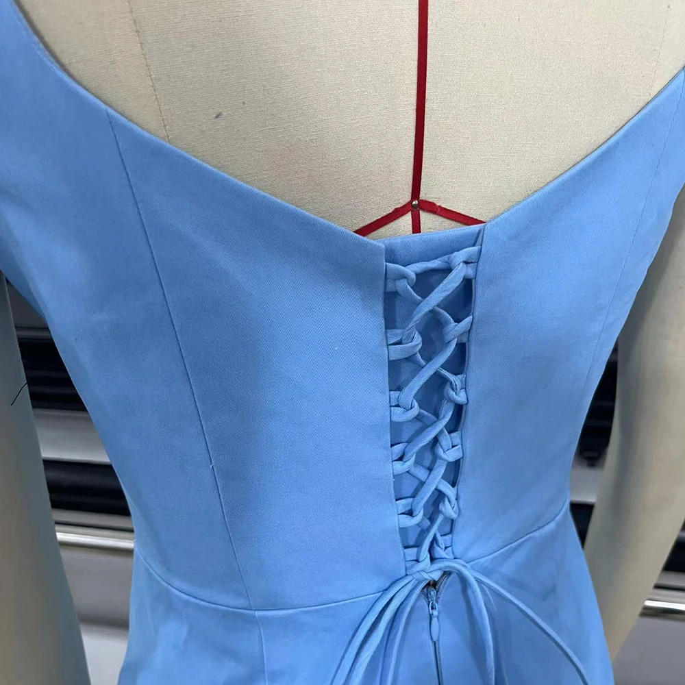 Elegant Blue Beaded Turtle Mini Dress Sexy Corset Lace Up Bodycon Dresses Fashionable Dinner Party Cocktail Graduation Gown view 6