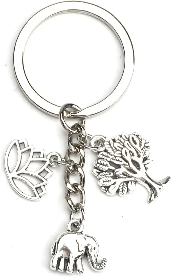 

Elephant Tree of Life Lotus Keychain Gift for Women