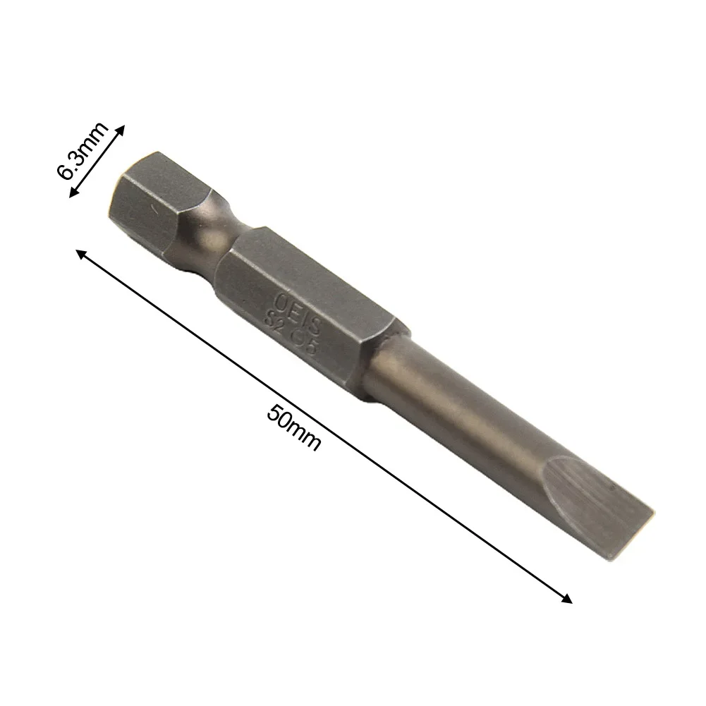 마그네틱 스크루 드라이버 비트, 플랫 헤드 슬롯 팁, 전원 스크루 드라이버 액세서리용, 1.6-6.0mm 헤드, 50mm, 7 개