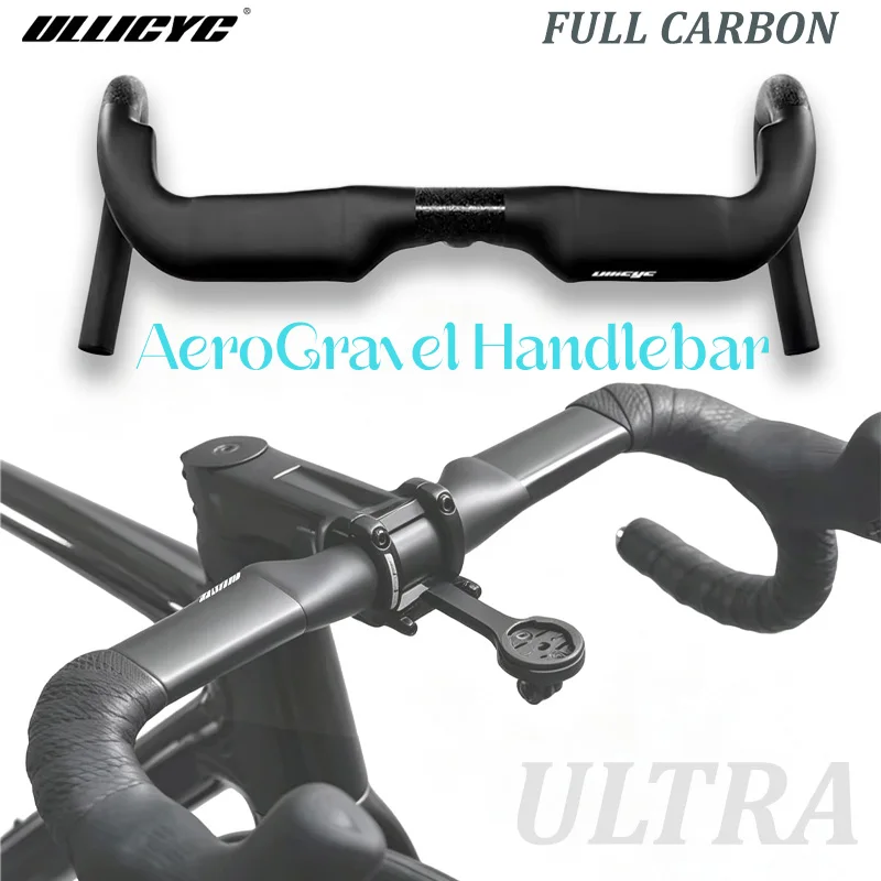 ULLICYC T1000 Aero Gravel Handlebar Black Matt 340mm/360mm/380mm Half Internal Routing Road Bicycle HandleBar for Cyclocross