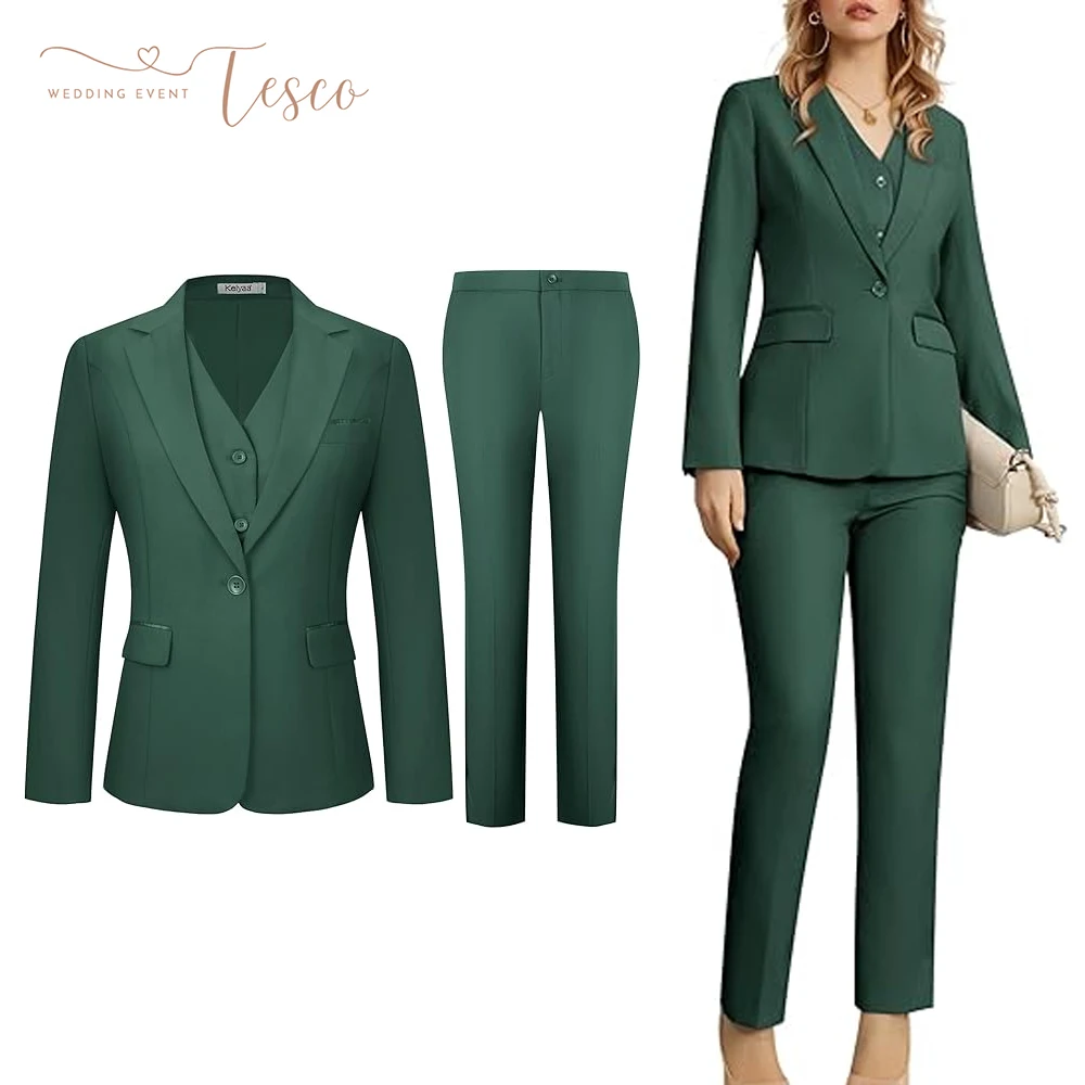 

Customized Women's 3 Piece Suit Set Business Casual Office One Button Slim Fit Blazer Suit Jacket Vest Pants Set