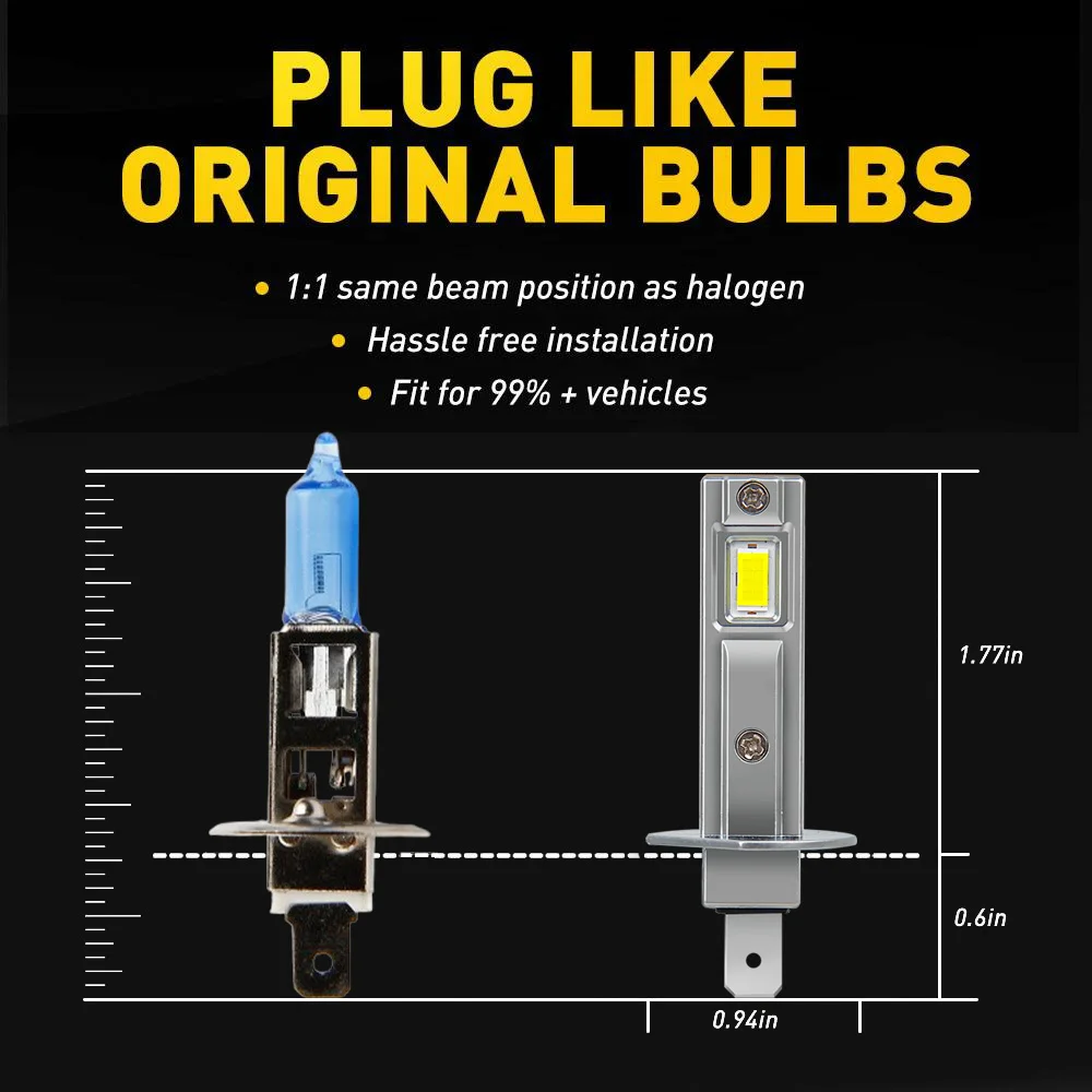 2pcs High Power H1 LED Headlight Bulbs Powerful No Adapter Required Car Moto Fog Lamp 12v 100W For Hyundai Sonata V NF 2006~2010 view 5