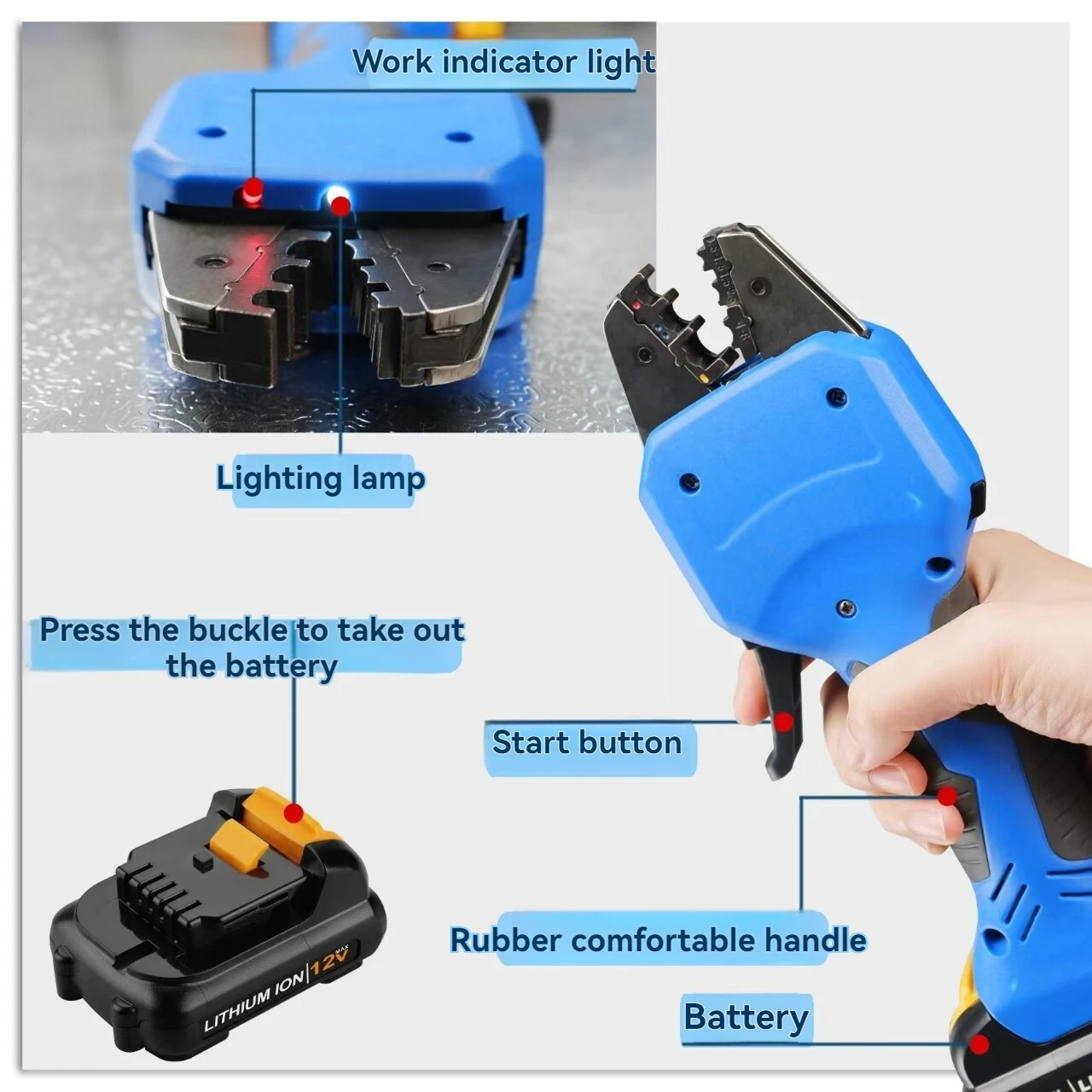 Rechargeable Crimping Tool Mini Electric Terminal Crimping Machine 50KM 0.25-10mm² Crimping Machine