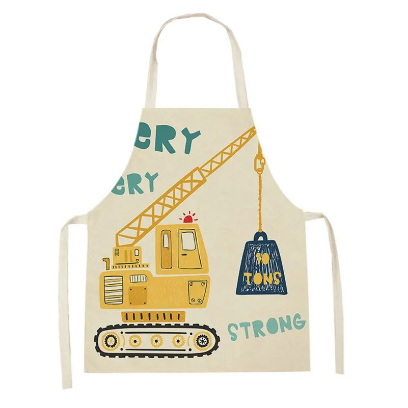 Cartoon Hand-painted Version of Mechanical Car Kitchen Cleaning Sleeveless Baking Apron for Adults and Children Baking Bib