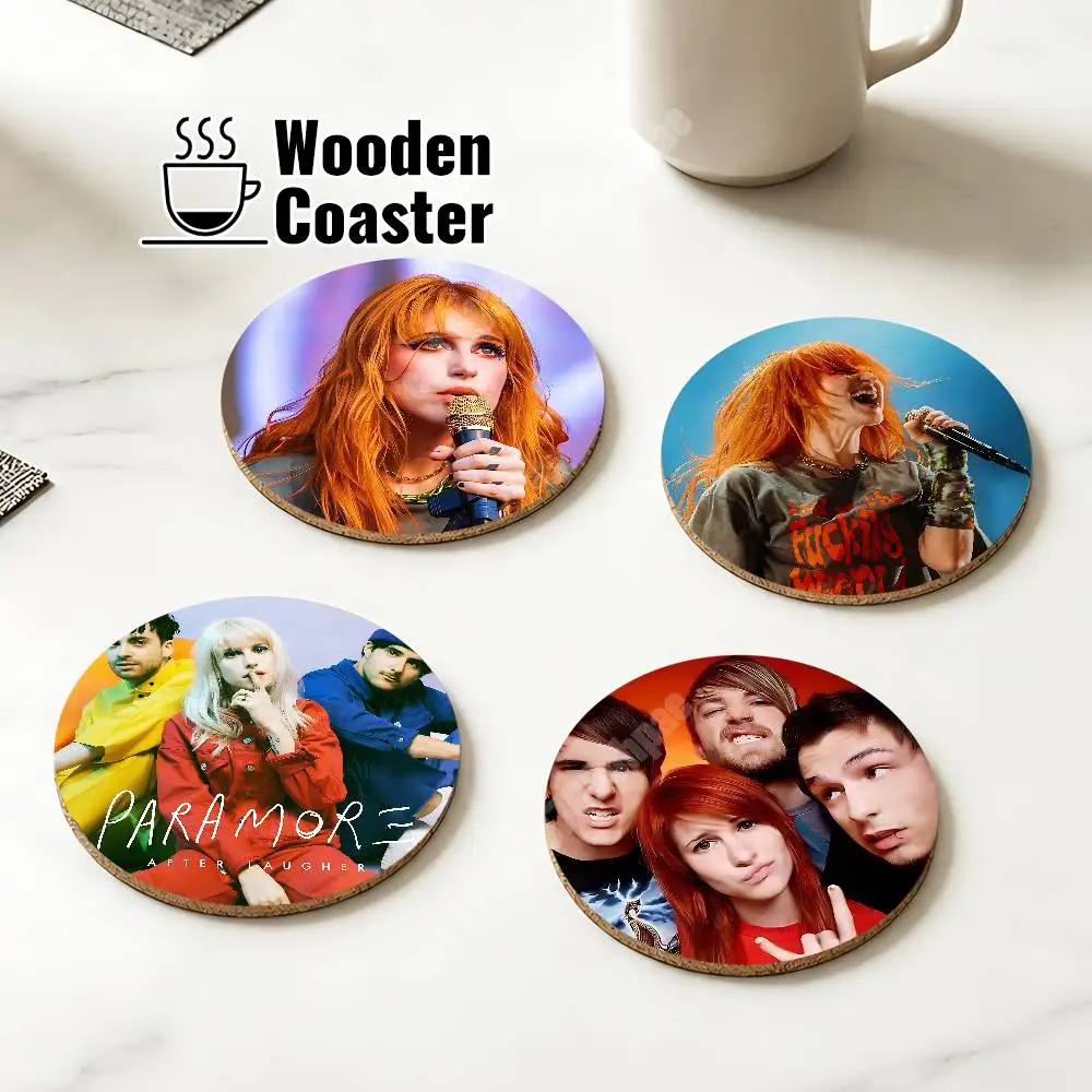P-Paramore Band H-Hayley Williams Wooden Cup Mat Cappuccino Vodka Juice Water Coaster for Flower Shop