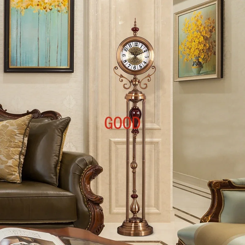 Modern Metal Floor Clocks Home Living Room Standing Clock Ornament European Villa Luxury Silent Movement Clock Watch Decoration