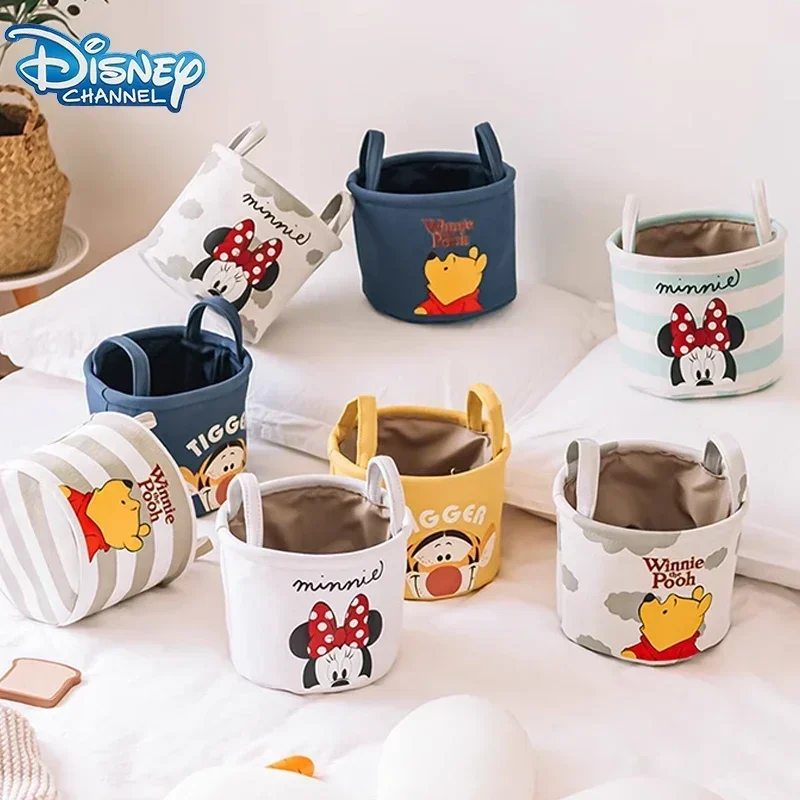 2025 New Disney Winnie The Pooh Desktop Storage Box Minnie Sock Storage Basket Snack Sundries Cosmetic Storage Children's Gifts