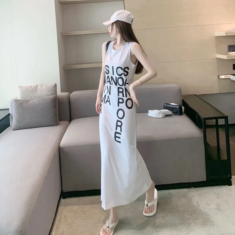 Fashion Casual Dress Female Spice Girl Summer Comfortable Long Vest Skirt 2024 New Slim Temperament Knee-length Dress Female Tid