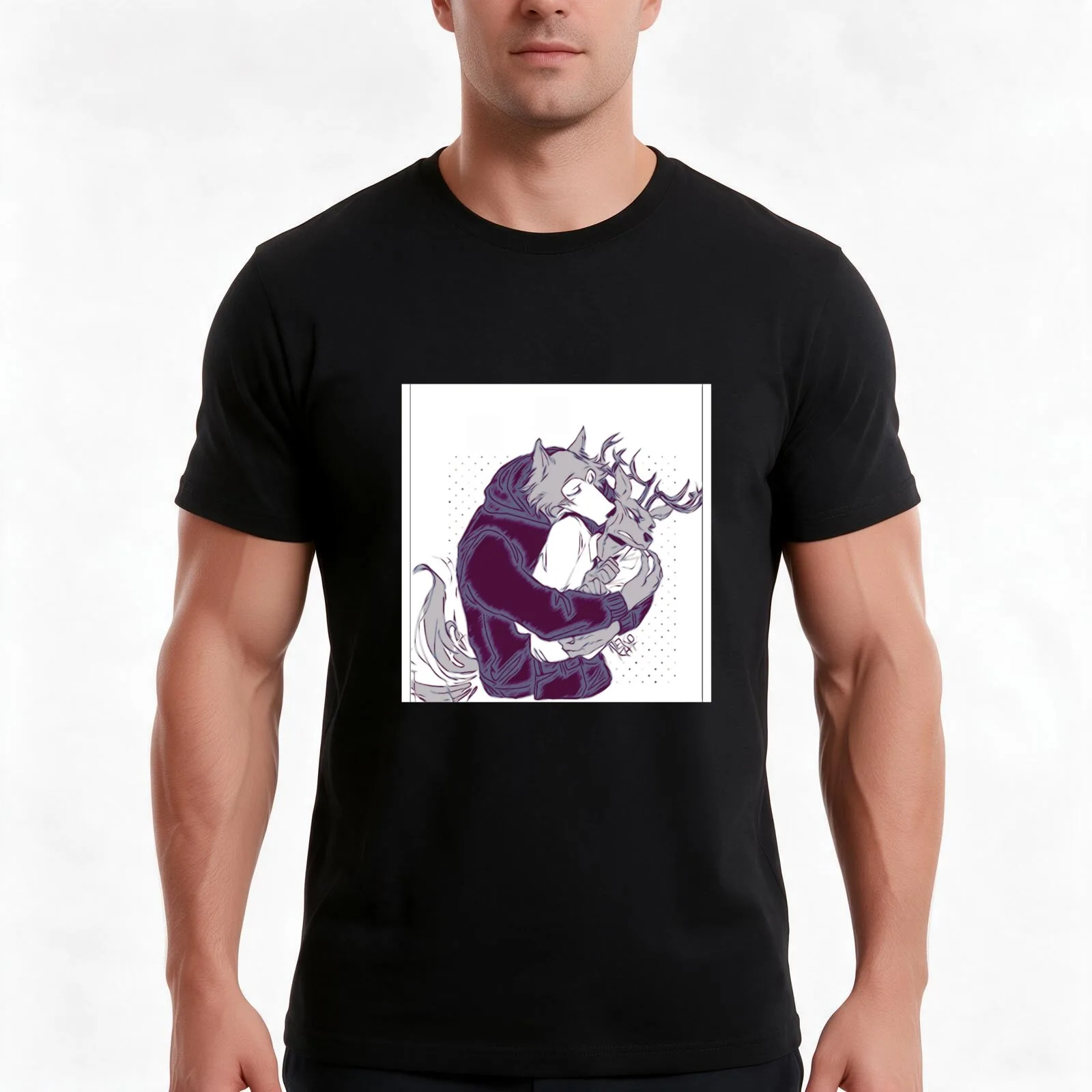 Beastars - Legosi and Louis (Sketch) T-Shirt Summer Casual Cotton Tee Oversized Streetwear Tops Vintage Graphic Print
