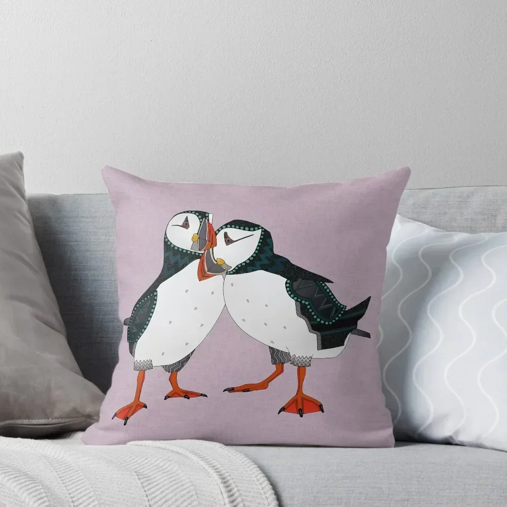 

puffin pair lilac Throw Pillow Pillow Cases Decorative Elastic Cover For Sofa Pillow Covers Decorative pillows decor home