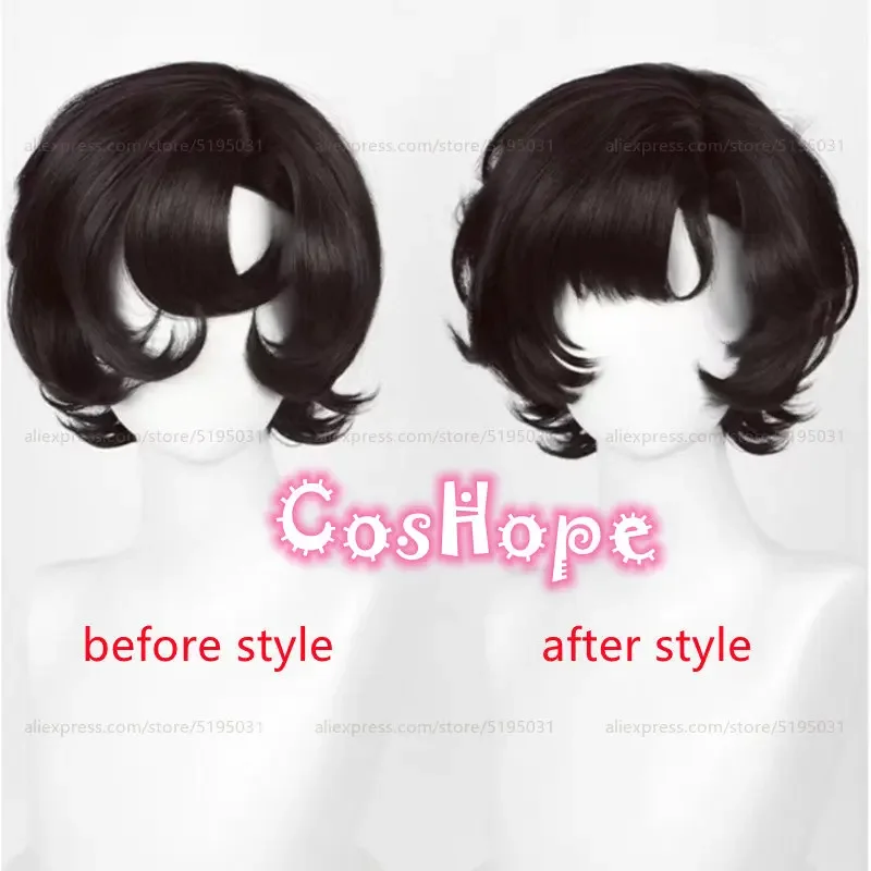 Schneider Cosplay Wig 30cm Short Curly Black Wig Cosplay Anime Cosplay Wigs Heat Resistant Synthetic Wigs