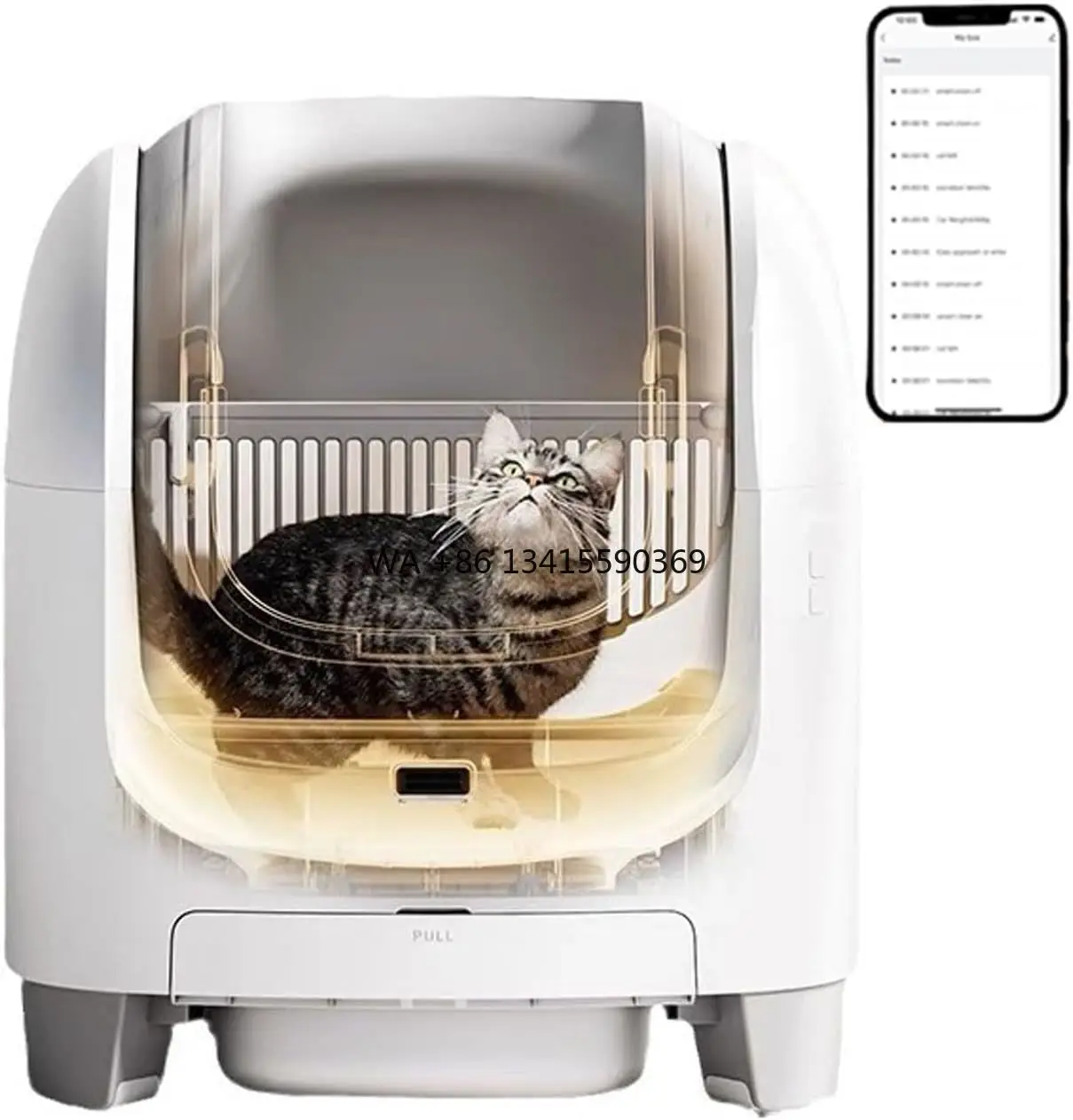 

Open-Top Automatic Cat Box Self Cleaning with APP Control Weight Monitoring Odor-free Smart Cat Toilet for Cat up to 10kg
