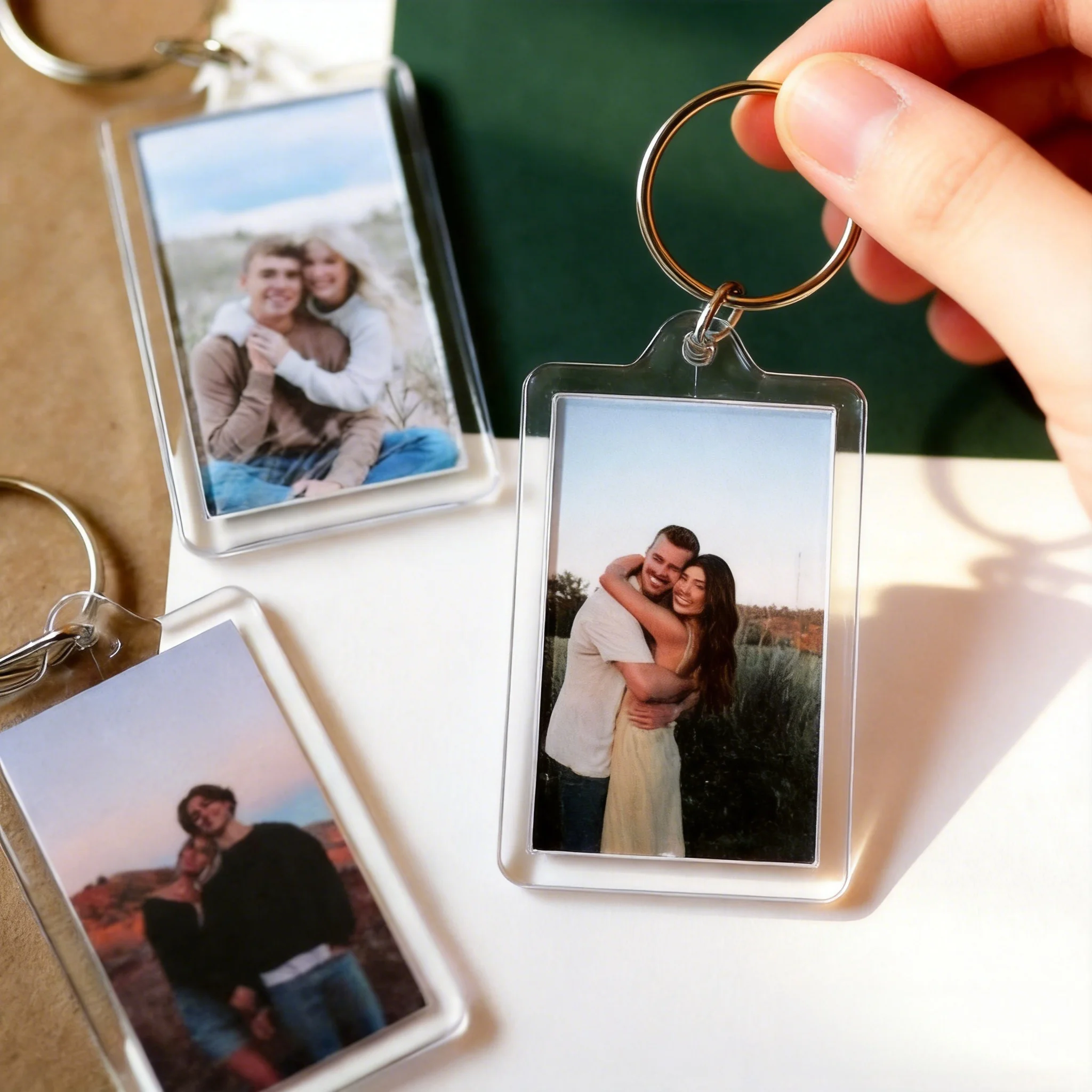 Custom Photo Acrylic Keychains Personalized Couple Wedding 2D Cartoon Keyring Anniversary Valentine's Day Couple Souvenir Gift