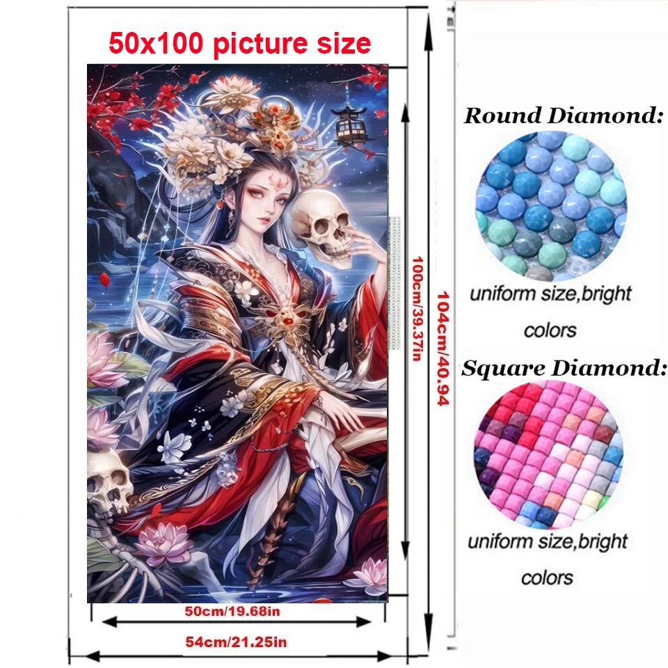 Eastern Women And Skulls Diamond Painting Kits diy Full Square Round Diamond Embroidery Mosaic Halloween Gift Home Decoration