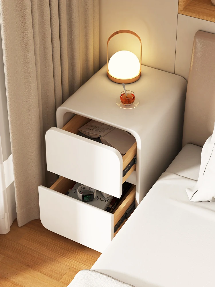 Bedside table small modern minimalist extremely narrow bedside cabinet cream wind ultra-narrow 2024 new mini-crevice shelf