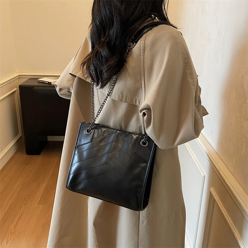 

Founder модная сумка через плечо из искусственной кожи с цепочкой, большая вместительная однотонная повседневная сумка-тоут, лидер продаж, сумки для женщин Bolsas Femininas