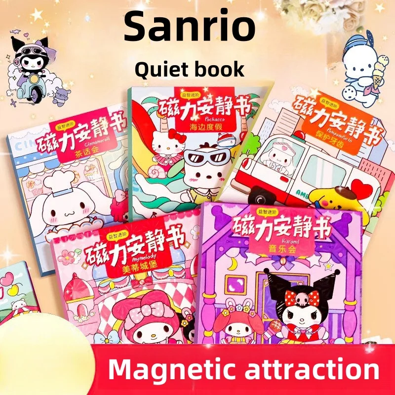 

Sanrio HelloKitty Cartoon Magnetic Force Quiet Book DIY Waived Make Magnetic Attraction Dress Up Manual Sticker Child Puzzle Toy