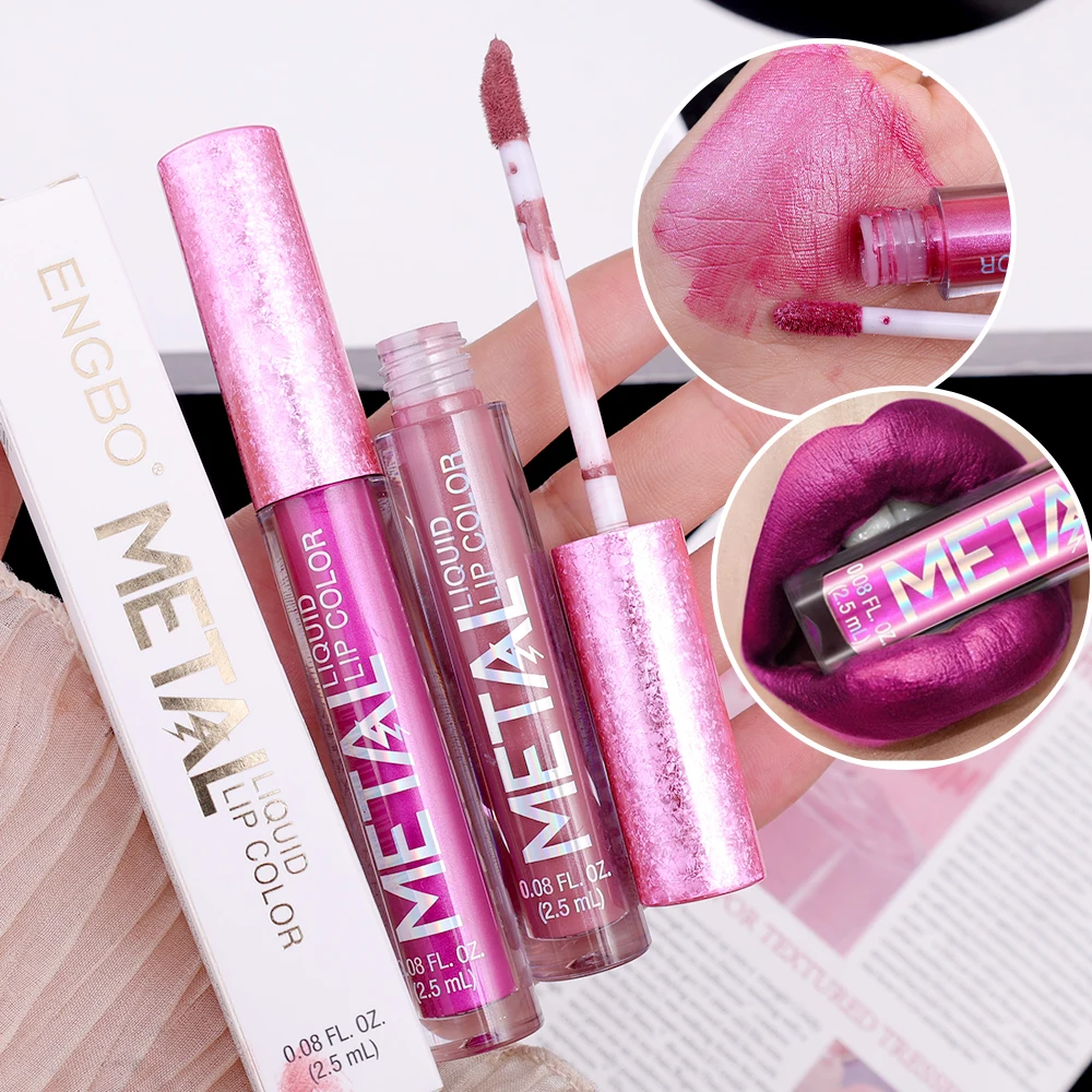 Matte Metallic Glitter Liquid Lipstick Waterproof Long Lasting Not Fading Shimmer Metal Lip Gloss Charming Lips Makeup Cosmetics