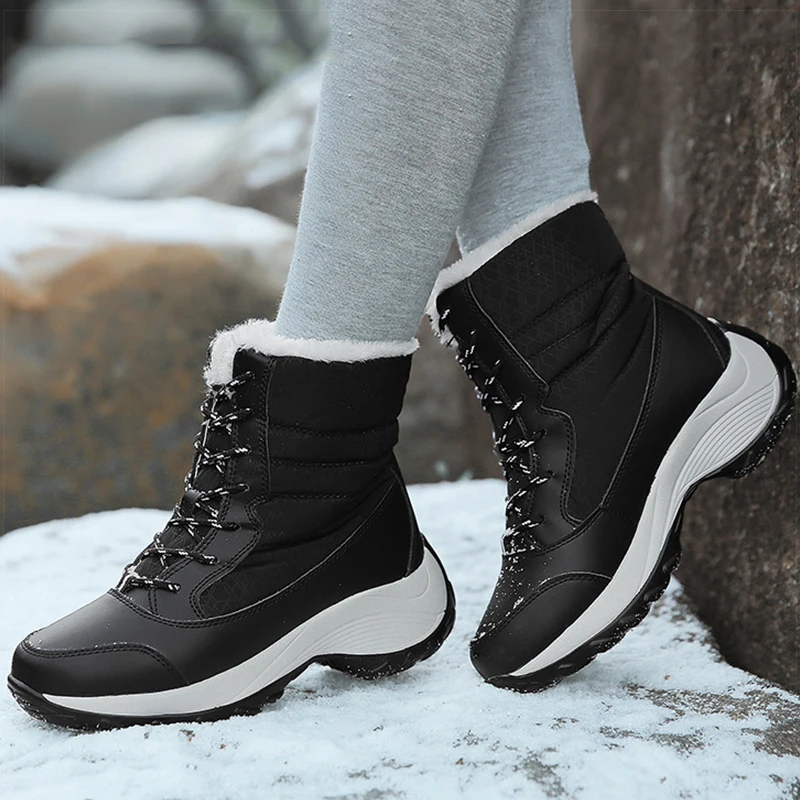 Women's Winter Boots Lightweight Heels Boots For Women Winter Shoes Platform Botas Mujer Ankle Snow Boots Fur Shoes For Women