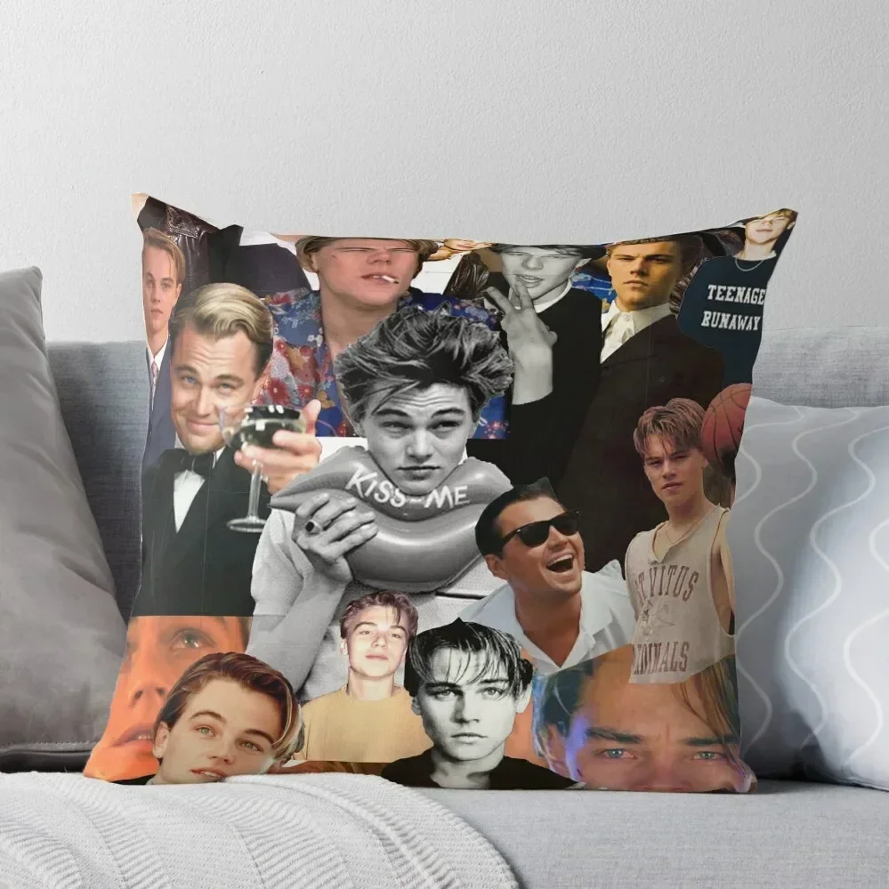 Leonardo Dicaprio Collage Throw Pillow Sofa Cushions Cover Embroidered Cushion Cover christmas pillowcases pillow