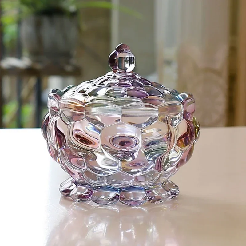 

Light Luxury Crystal Glass Candy Box Storage Jar Household Sugar Bowl European Style Sucrier Colored Glaze Wedding Dried Fruit