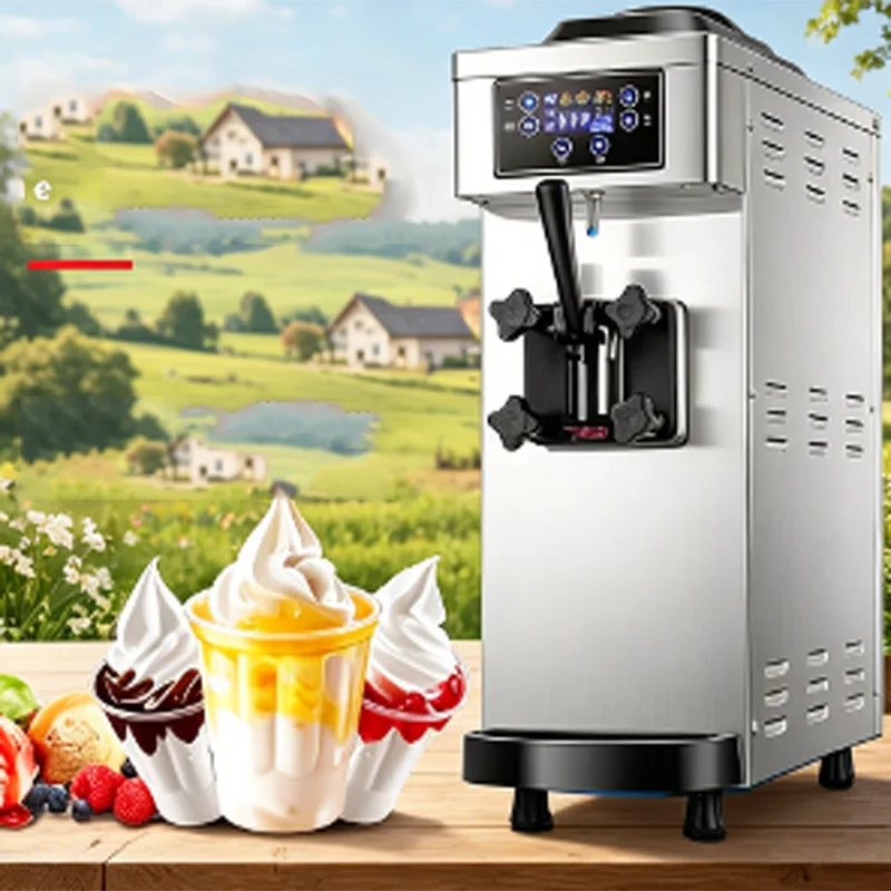 Commercial Soft Ice Cream Machine Desktop Automatic Single Flavor   Ice Cream Maker