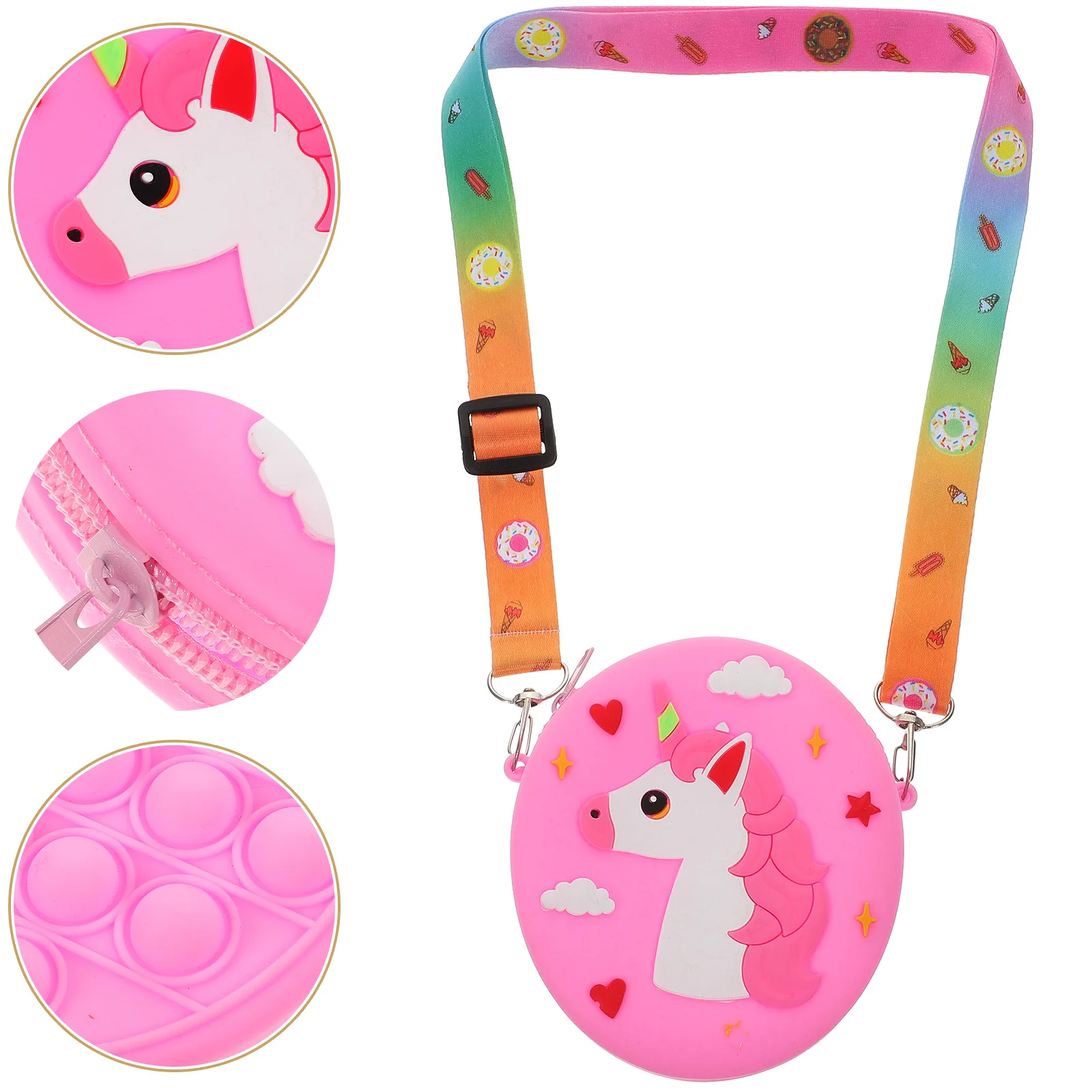 Unicorn Shoulder Bag Kids Pouches Princess for Toddler Children Messenger Cloth Cross Body Silicone