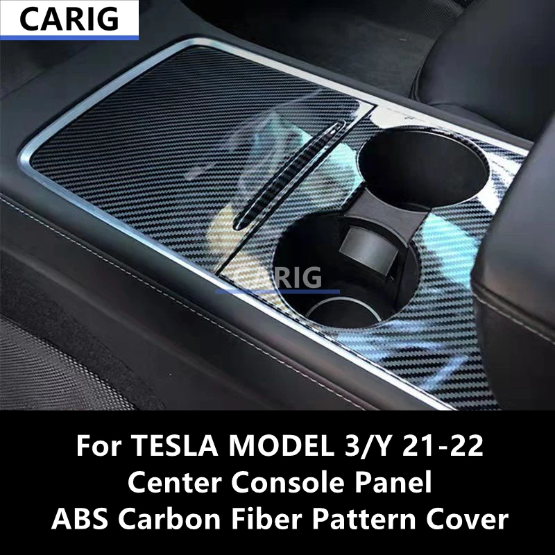 

For TESLA MODEL 3/Y 21-22 Center Console Panel ABS Carbon Fiber Pattern Cover,Interior Modification Accessories