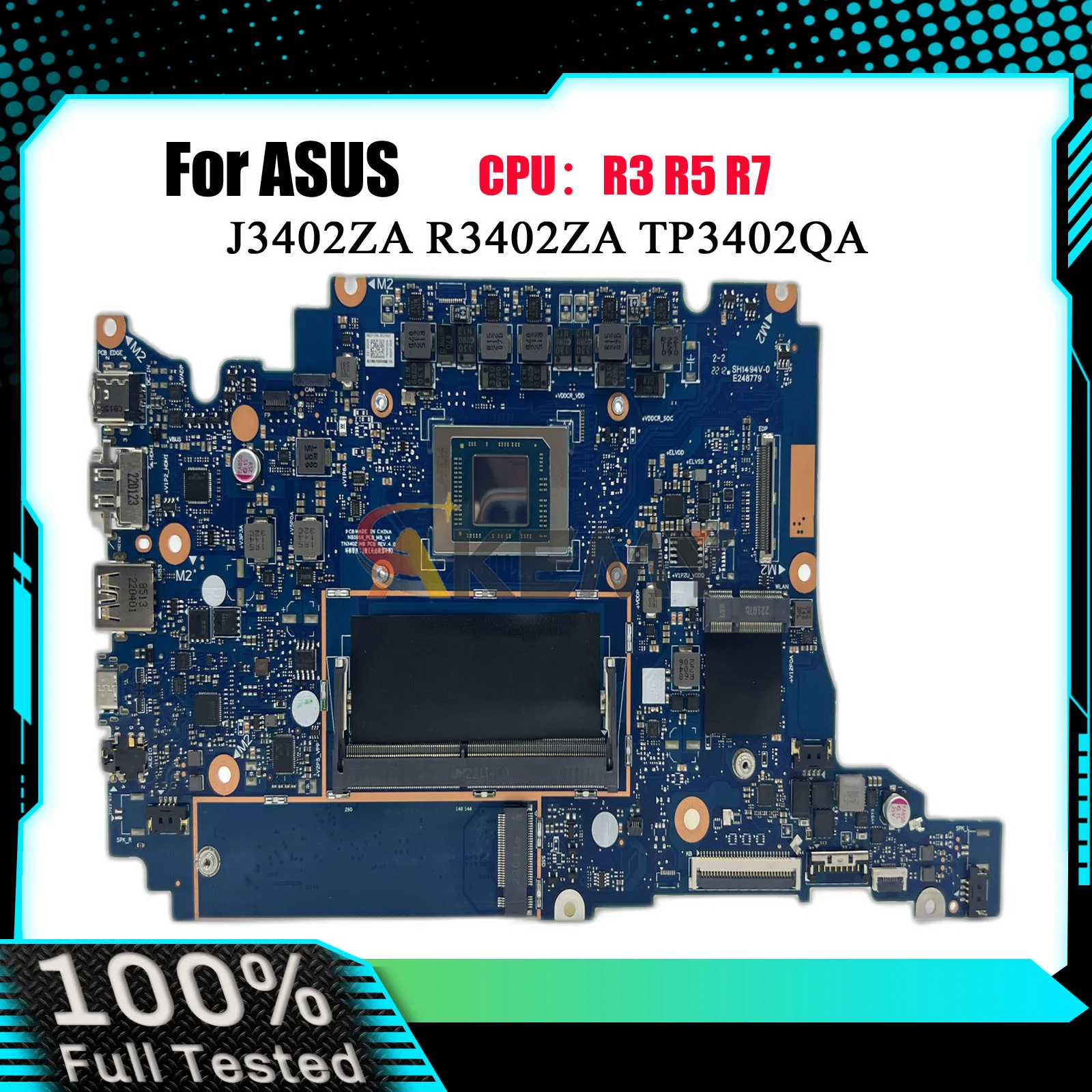 

TP3402QA Laptop Motherboard For ASUS VivoBook Flip TP340ZA R3402ZA J3402ZA TP3402 Mainboard With R3 R5 R7 CPU 100% tests OK stk