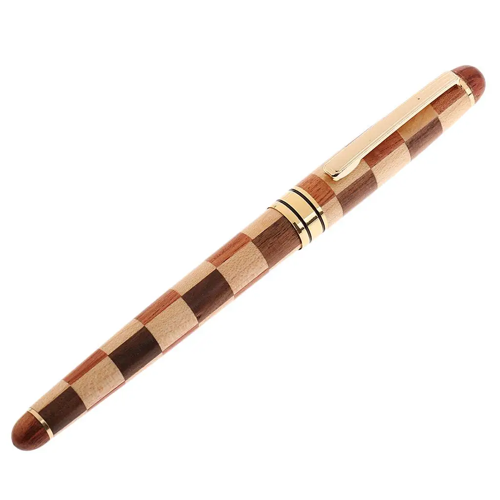 Rosewood Mosaic Square Pattern Rollerball Pen Gift for Family &