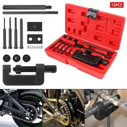 Heavy Duty Cam Drive Chain Breaker Riveting Repair Tool Kit Splitter Link Riveter Set With Red Case 13Pcs Motorcycle Bike