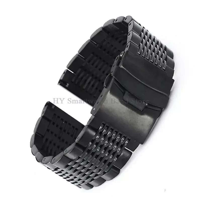 18 ミリメートル 20 ミリメートル 22 ミリメートル 24 ミリメートル固体ステンレス鋼ストラップセイコーダイビングメッシュ時計バンド折りたたみバックルつや消しポリッシュクラスプブレスレット