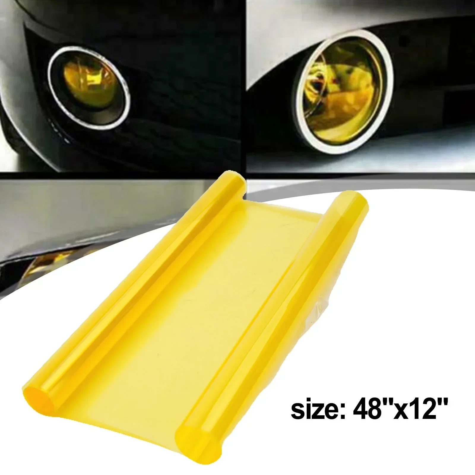 For Headlight DRL Fog Light Yellow Vinyl Film Trim Wrap Easy Application Sporty Racing Style Protection Included 12x48''